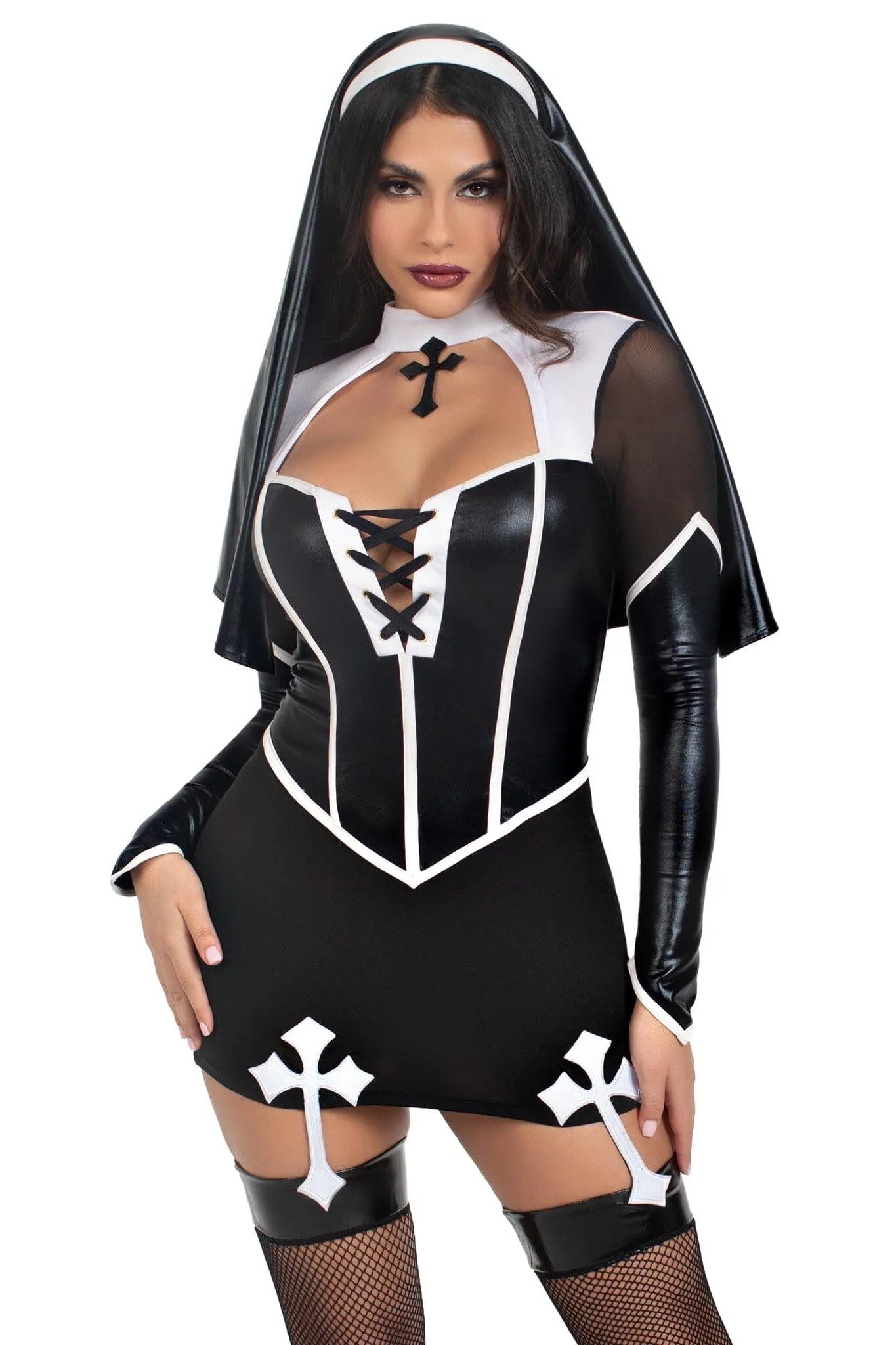 2 Piece Holy Hottie Boned Garter Dress. Nun Habit