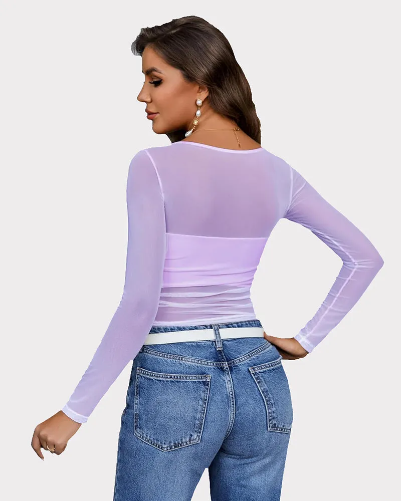 Asymmetrical Neck Sheer Crop Top