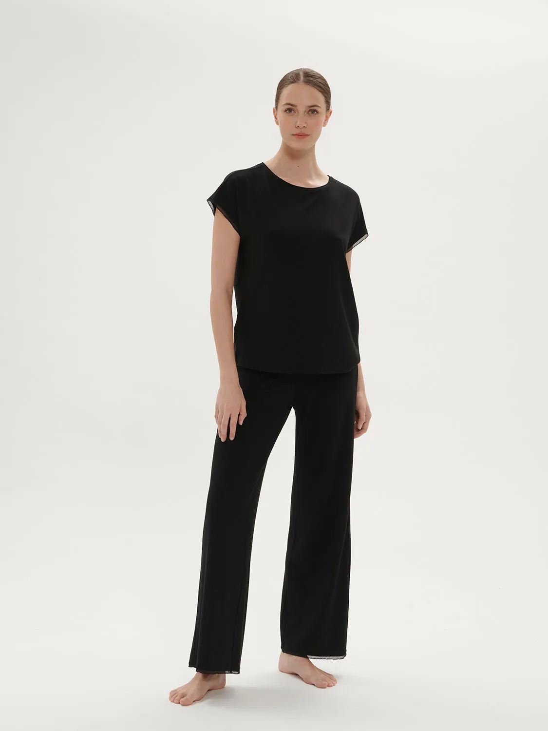 Aurore Short Sleeve Top - black