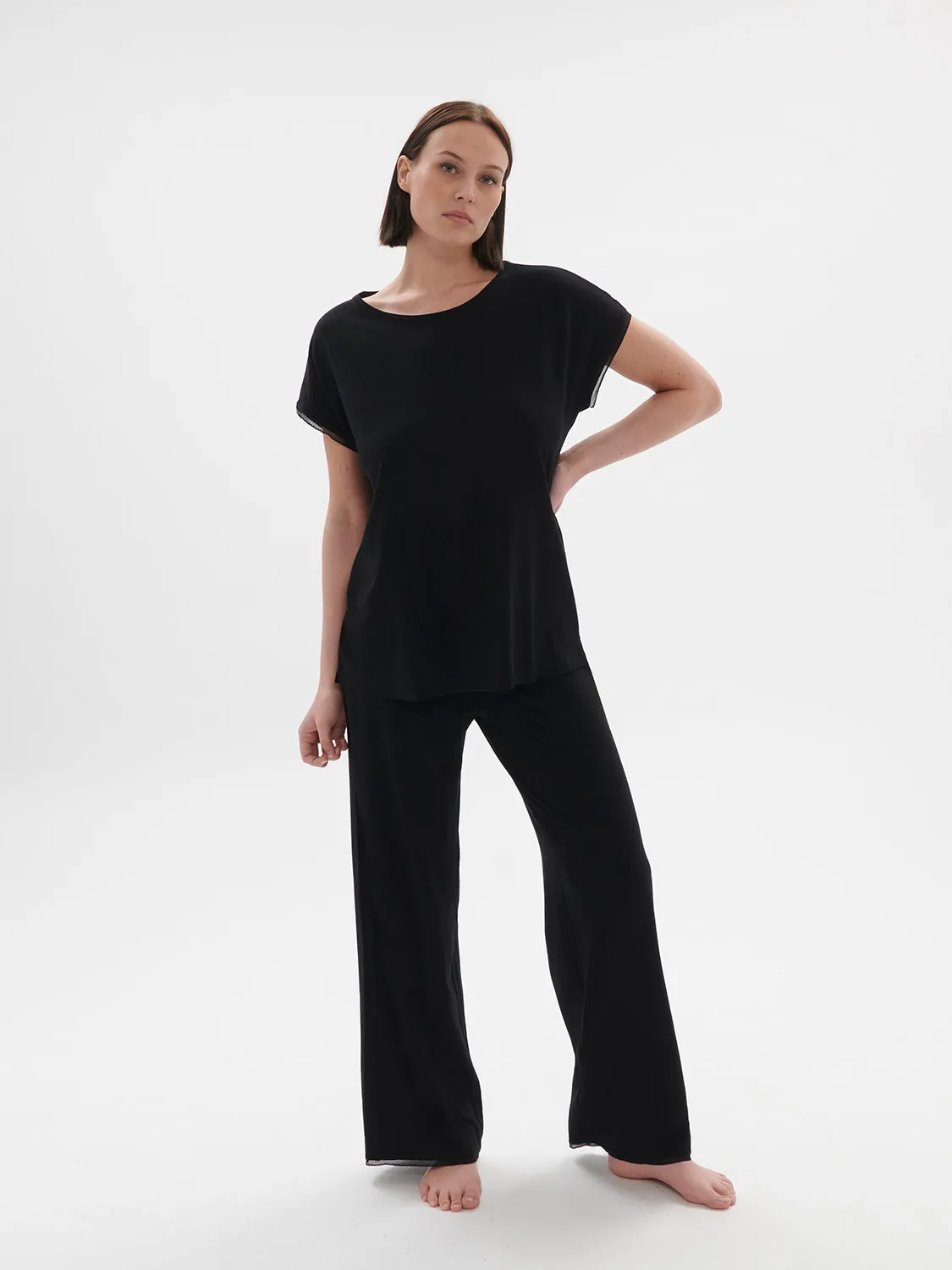 Aurore Short Sleeve Top - black