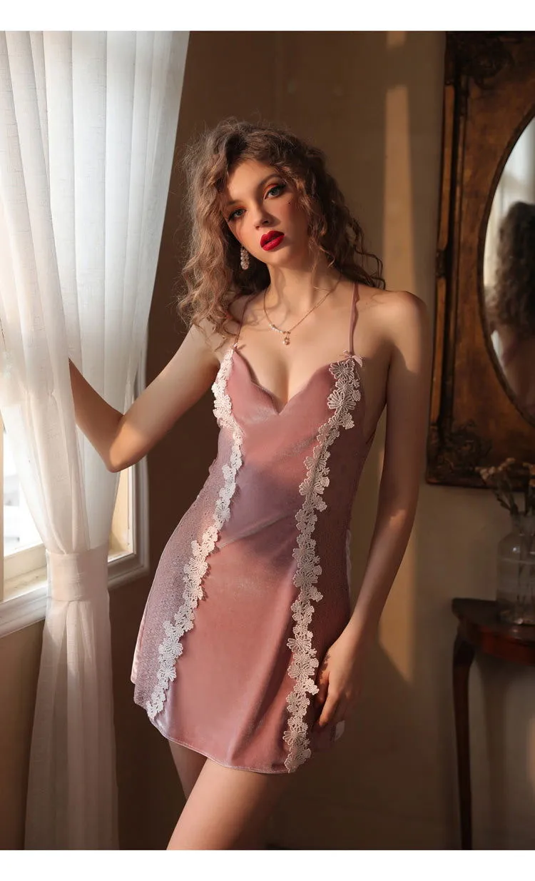 Backless Velvet Night Dress