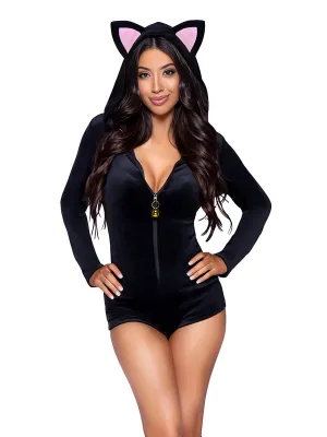 Black Cat Hooded Bodysuit