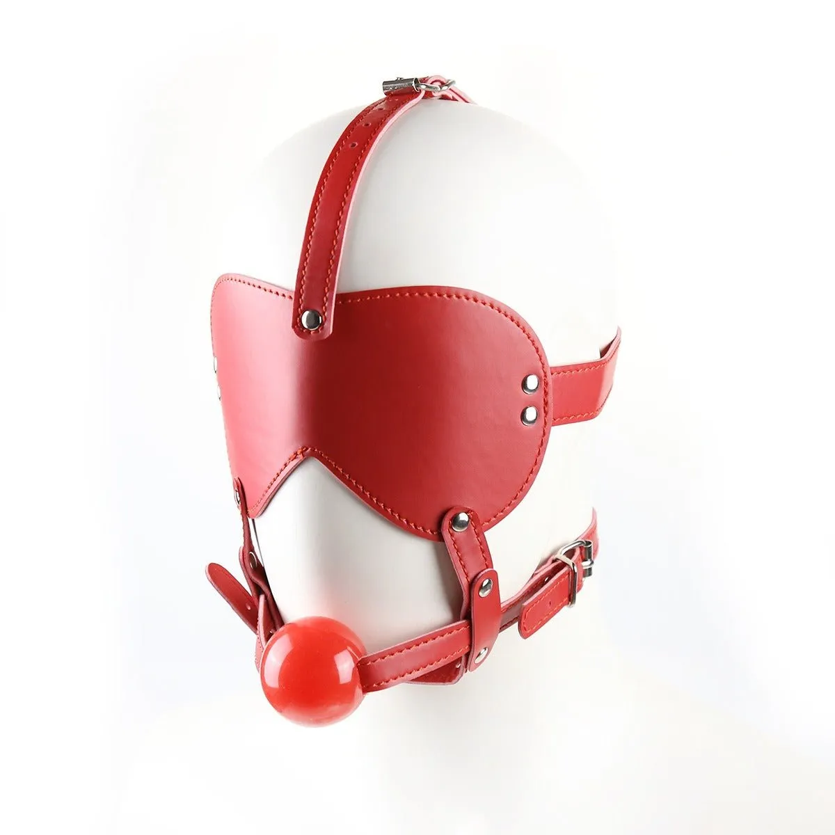 Blind Trust Gag Leather Bondage Mask with Ball Gag & Blindfold