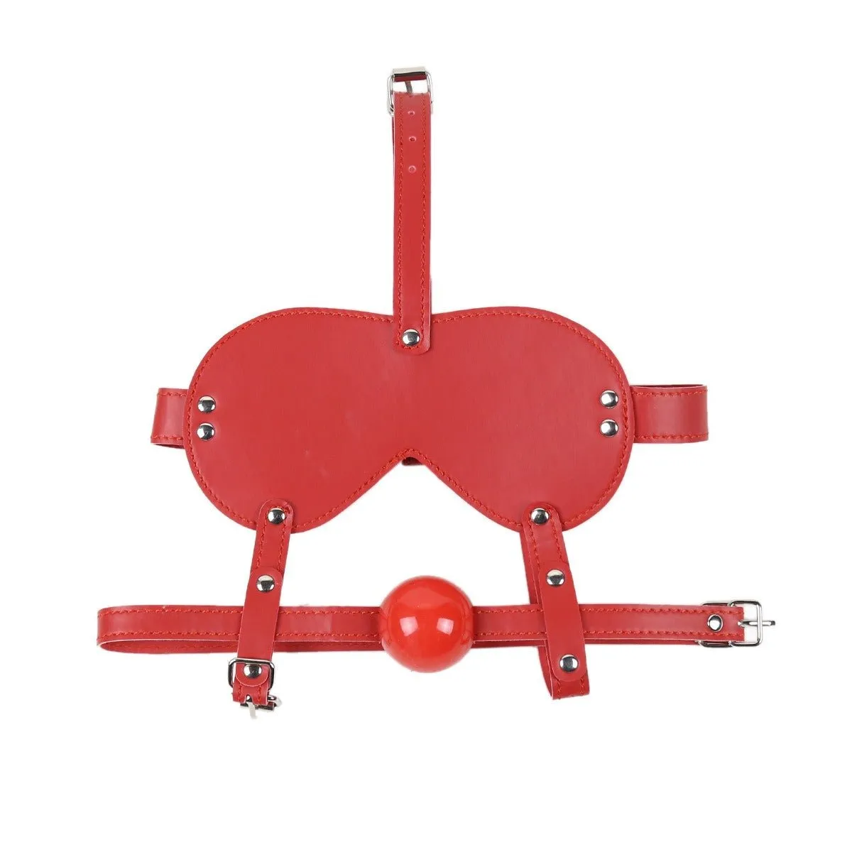 Blind Trust Gag Leather Bondage Mask with Ball Gag & Blindfold