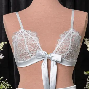 Eyelash Lace Bow Bralette - Something Blue