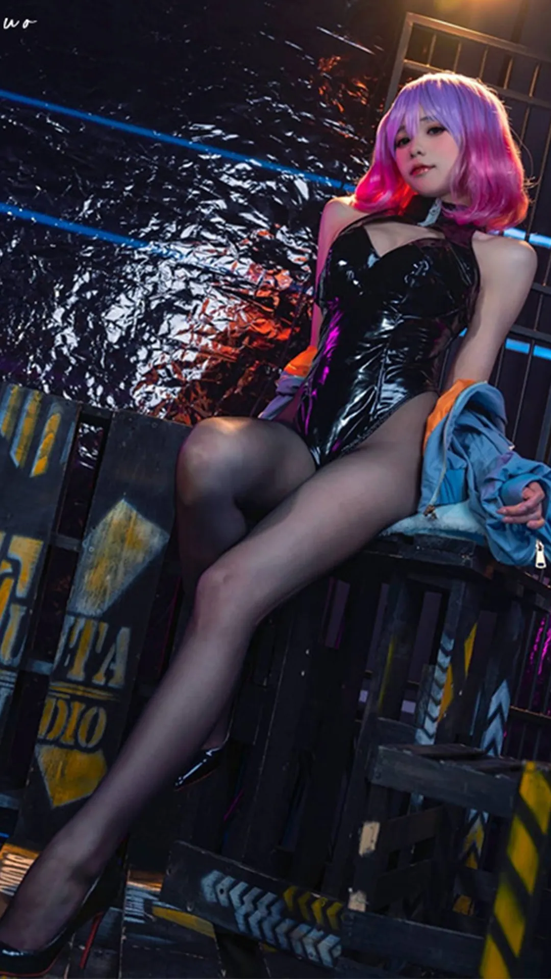 F-7801 Two-dimensional uniform. patent leather queen suit. mirror gel suit. concealed button-down jumpsuit