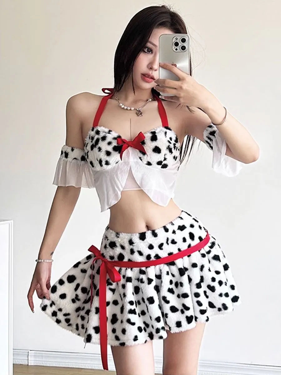 Fuzzy Milk Cow Top and Skirt Set