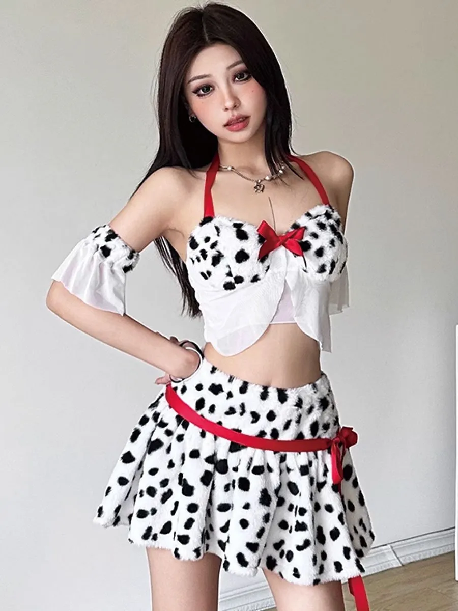 Fuzzy Milk Cow Top and Skirt Set
