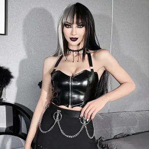 Gothic Zipper Up Halter Top