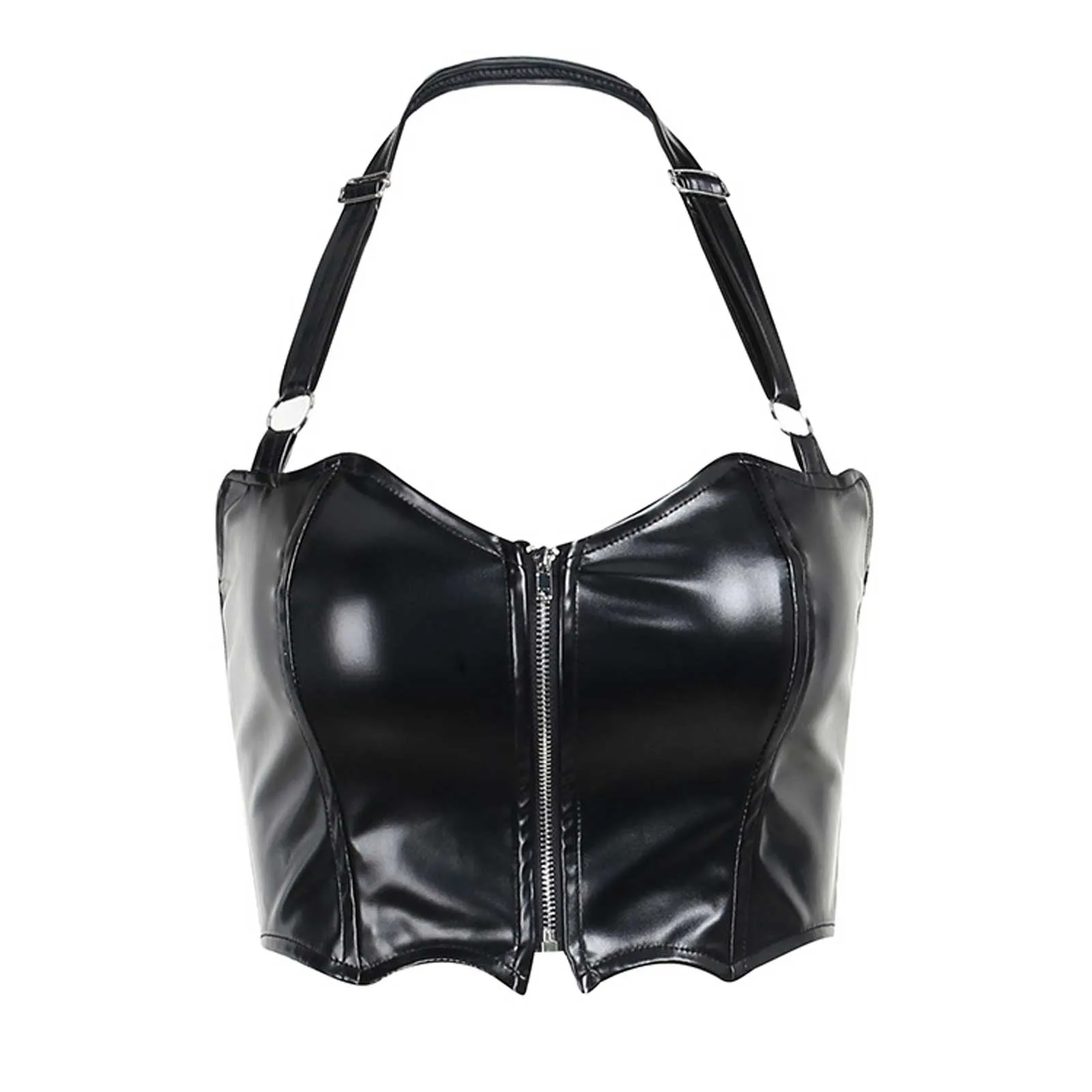 Gothic Zipper Up Halter Top