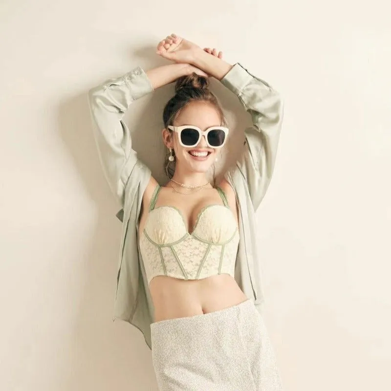 Green Corset Top Lace Lingerie Set