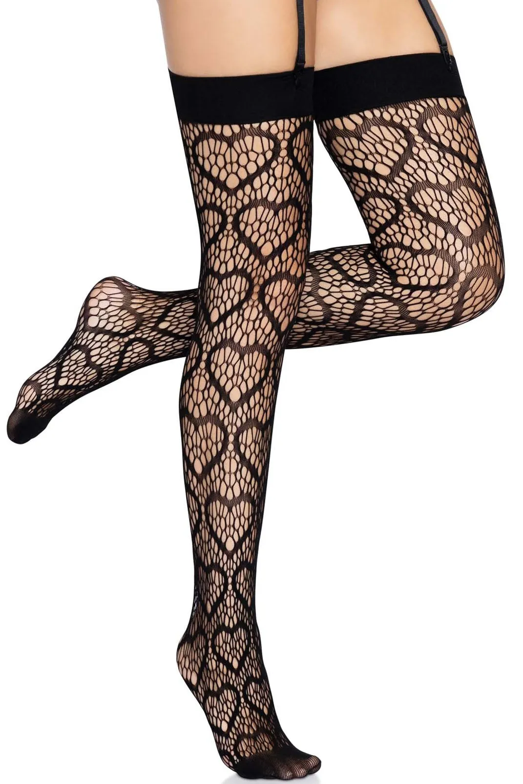 Heart Net Thigh Highs