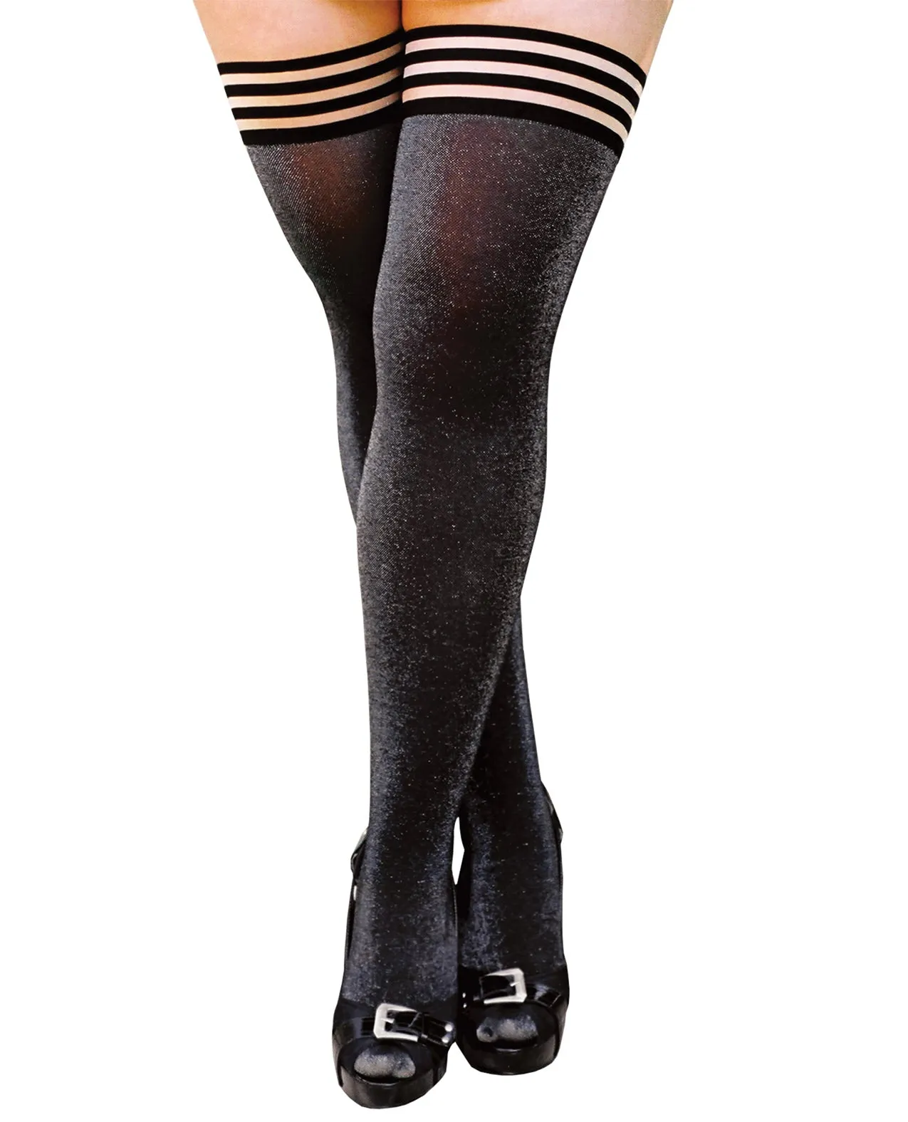Kixies Kaylee Grey Shimmer Thigh Highs