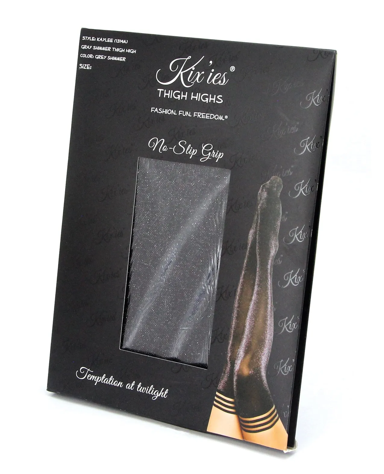 Kixies Kaylee Grey Shimmer Thigh Highs