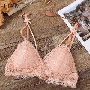 Lace Floral Bralette Sexy Wireless Bra For Women Padded Bra Soft Underwear Top Female Lingerie Push Up Wire Free Bralette S-XL