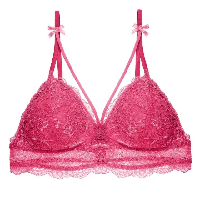 Lace Floral Bralette Sexy Wireless Bra For Women Padded Bra Soft Underwear Top Female Lingerie Push Up Wire Free Bralette S-XL