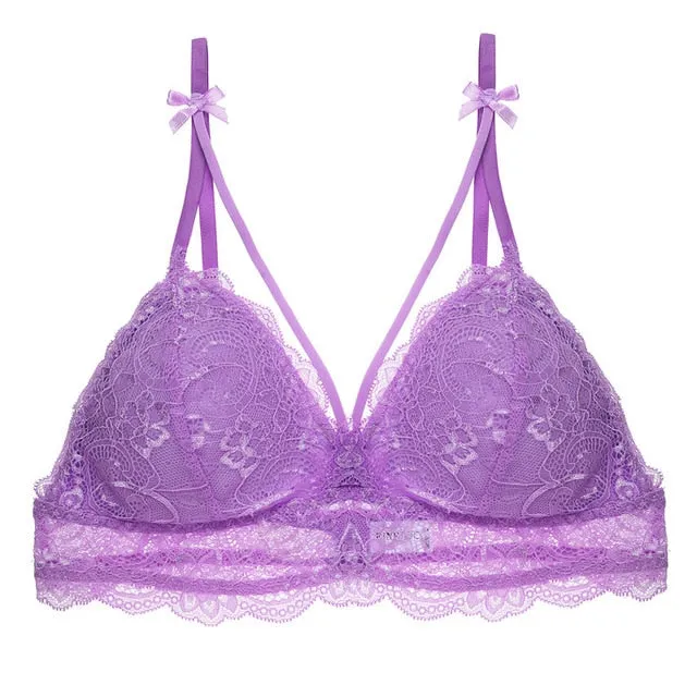 Lace Floral Bralette Sexy Wireless Bra For Women Padded Bra Soft Underwear Top Female Lingerie Push Up Wire Free Bralette S-XL