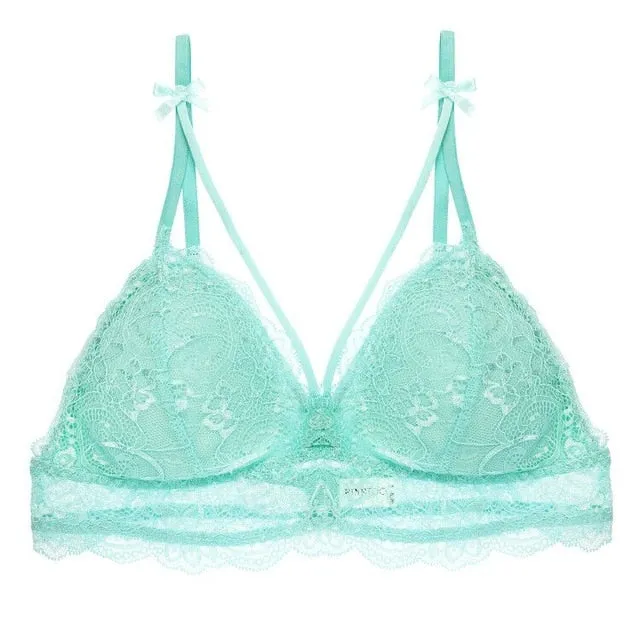Lace Floral Bralette Sexy Wireless Bra For Women Padded Bra Soft Underwear Top Female Lingerie Push Up Wire Free Bralette S-XL