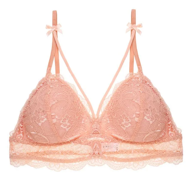 Lace Floral Bralette Sexy Wireless Bra For Women Padded Bra Soft Underwear Top Female Lingerie Push Up Wire Free Bralette S-XL