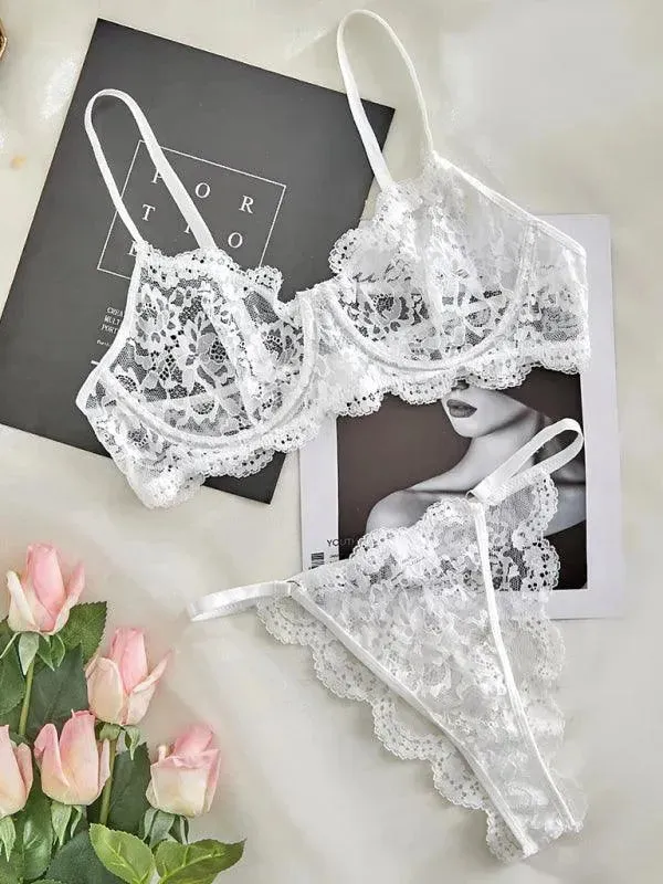 Lace See-through Sexy Women Lingerie Set