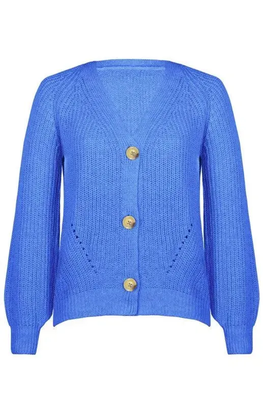 Lantern Sleeve Button  Women Cardigan Sweater