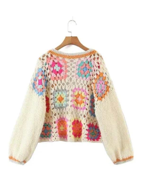 Loose Crochet  Women Cardigan Sweater