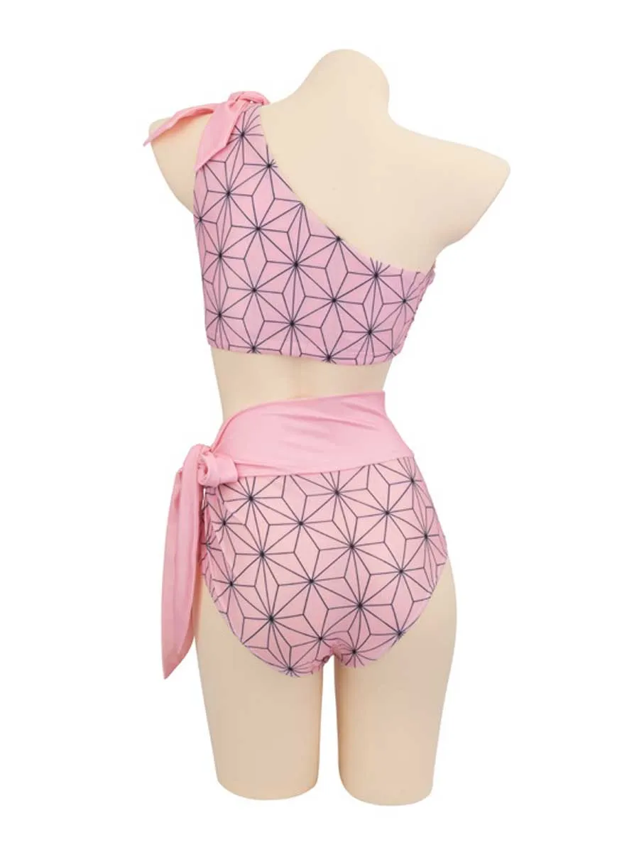 One Shoulder High Waisted Bathing Suit