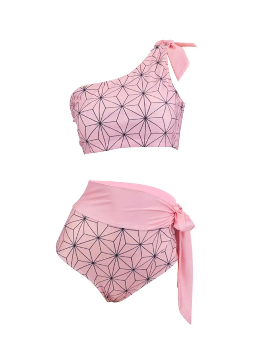 One Shoulder High Waisted Bathing Suit