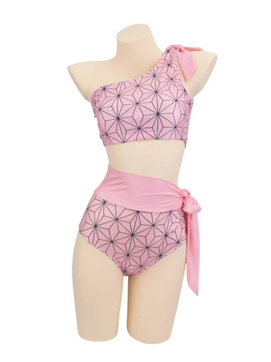 One Shoulder High Waisted Bathing Suit