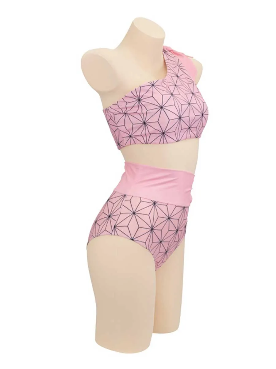 One Shoulder High Waisted Bathing Suit