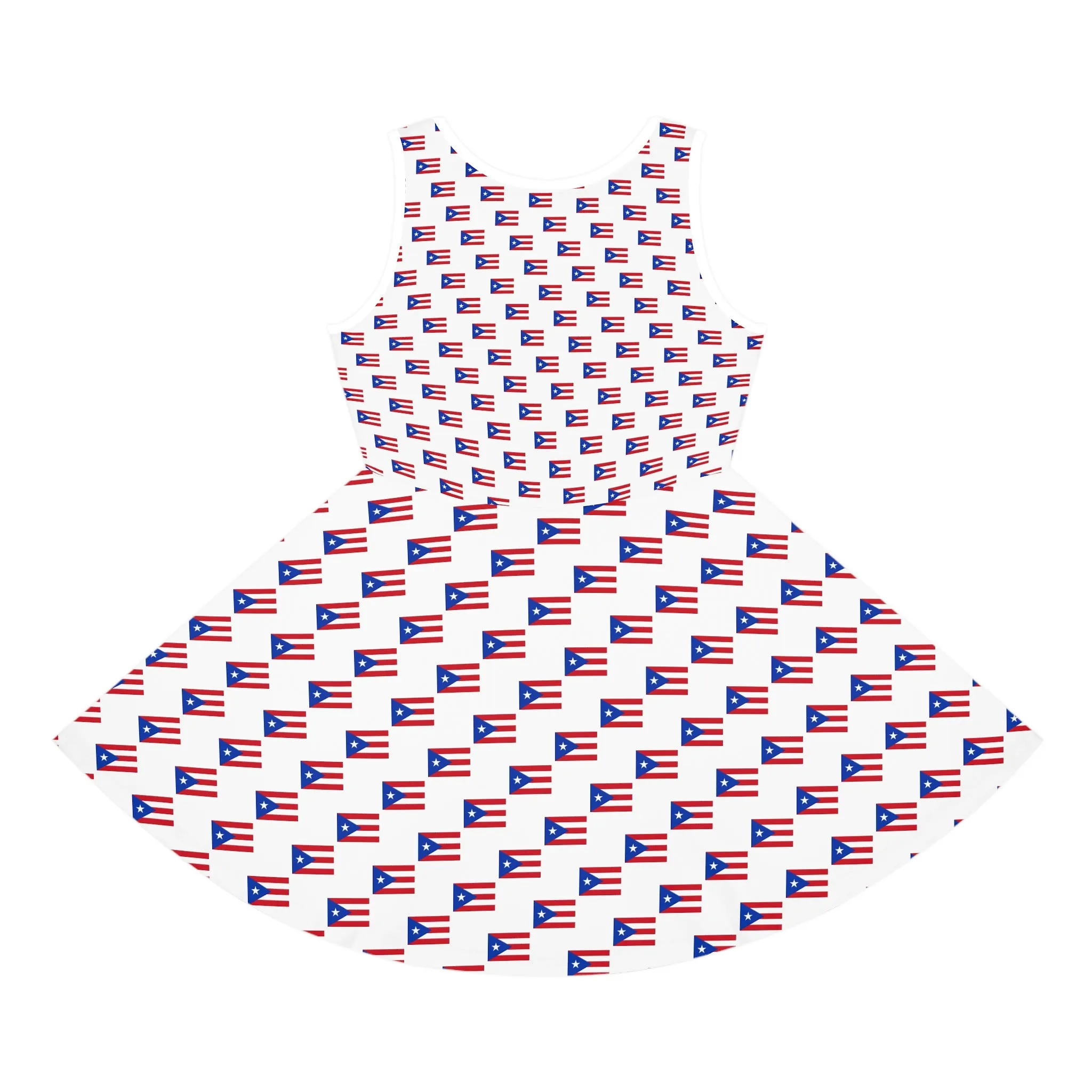 Patriotic Girls' Sleeveless Sundress - Puerto Rico Flag Design