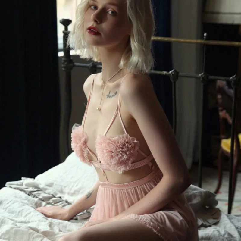 Pink Thin Sexy Backless Night Dress with Panty