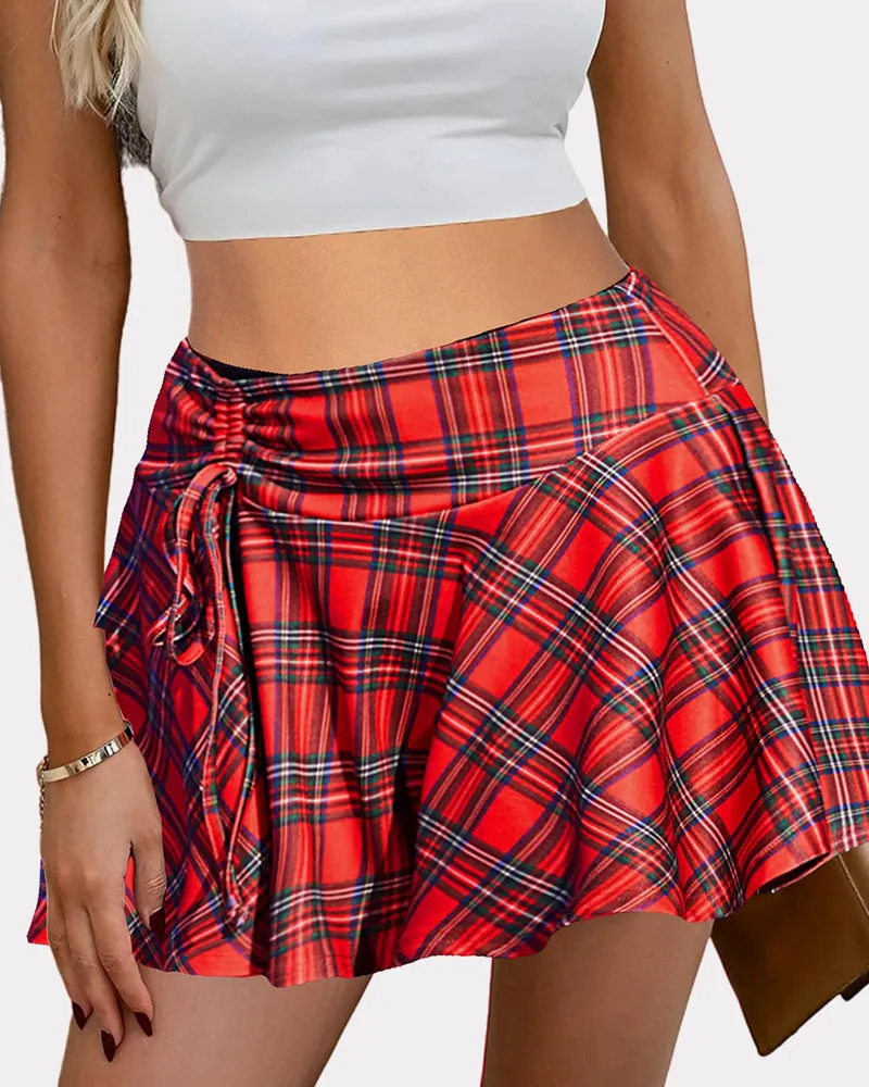 Pleated Drawstring High Waist Skirt (DE Only)