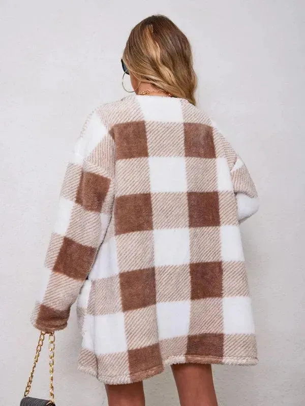 Plush Plaid Women Coat