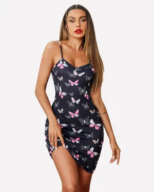 Print Full Slips Chemise Dress