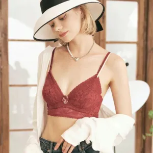 Red French Sexy Contrast Lace Lingerie Set