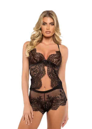 Roma Confidential Dreamer's Lust Scalloped Eyelash Lace Camisole Set Black