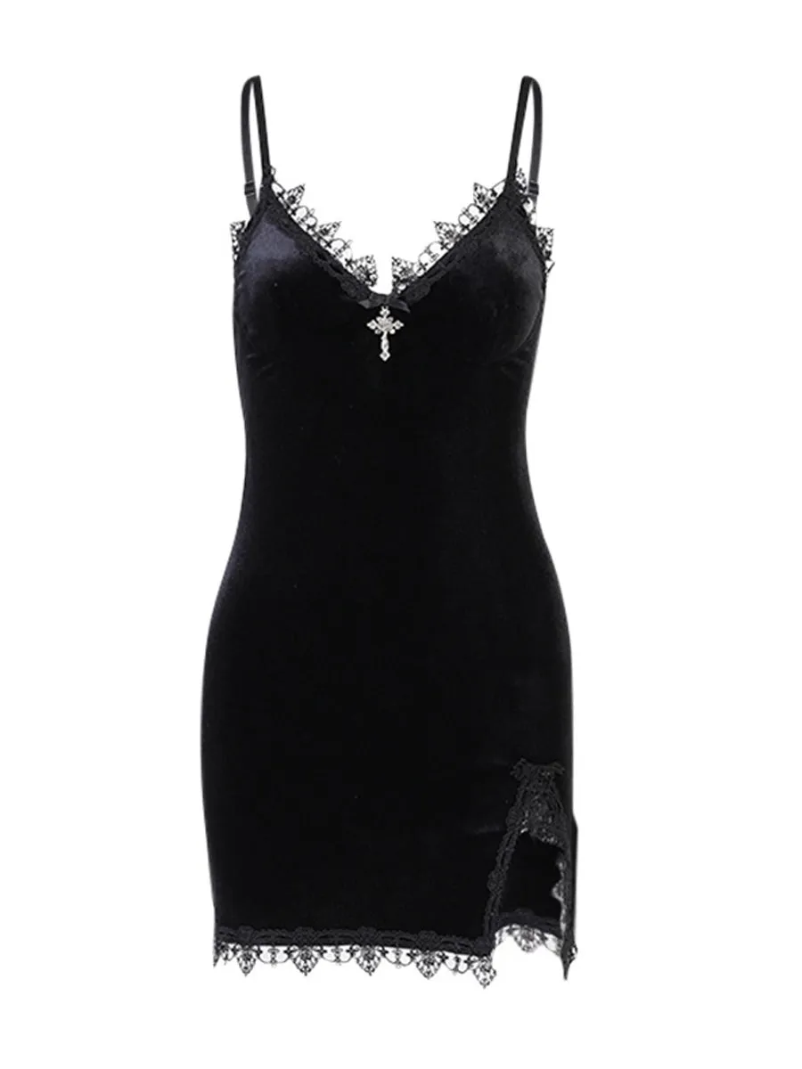 Sexy Velvet Split Bodycon Dress