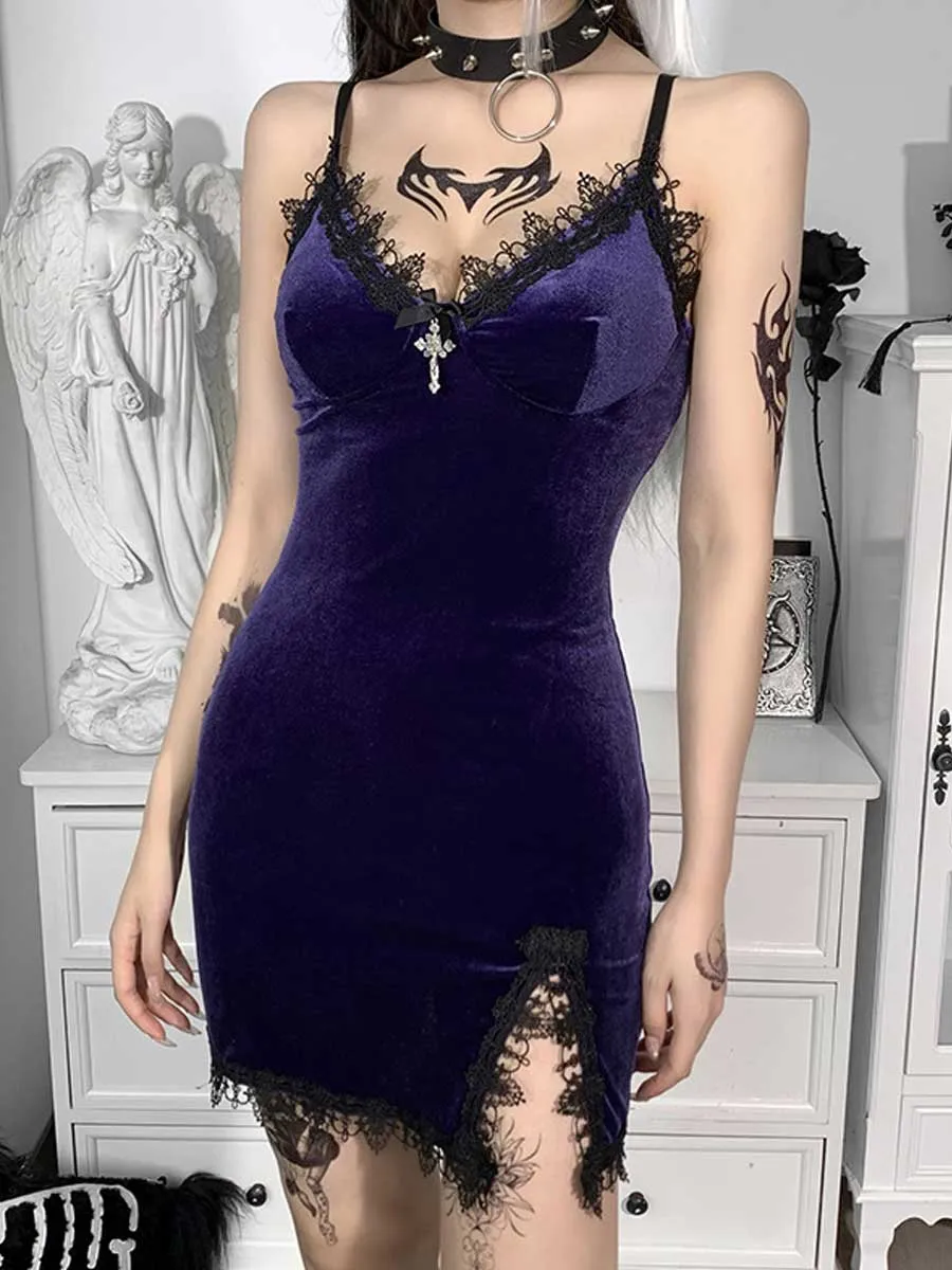 Sexy Velvet Split Bodycon Dress