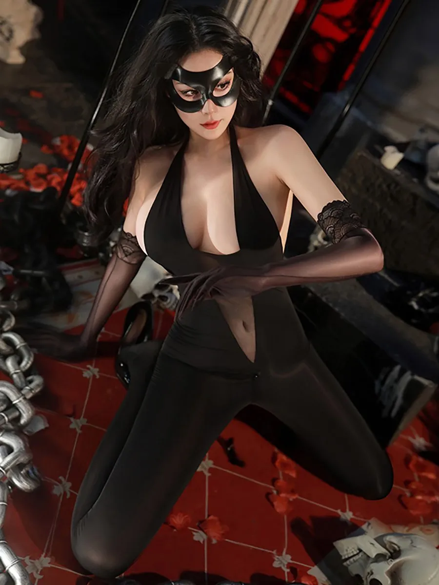 Sexy Wild Cat Crotchless Jumpsuit
