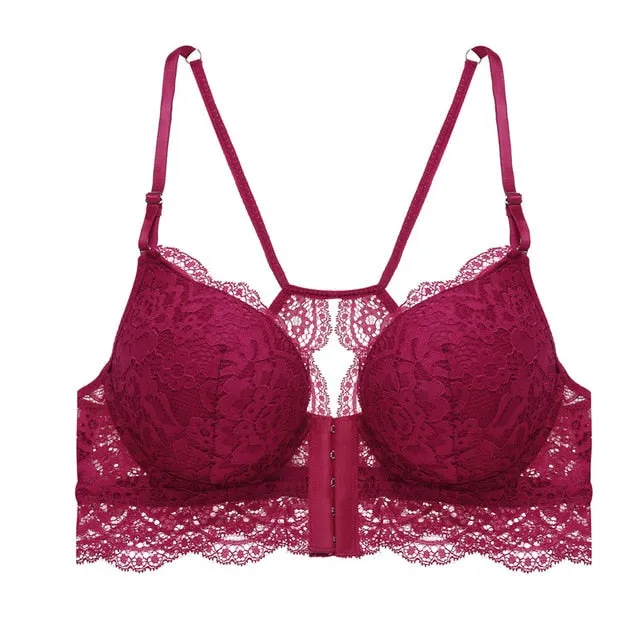Sexy Women Bra Fashion Front Closure Bras Push Up BraB C Cup Lace Bralette Backless Brassiere Soutien Gorge Femme Lingerie