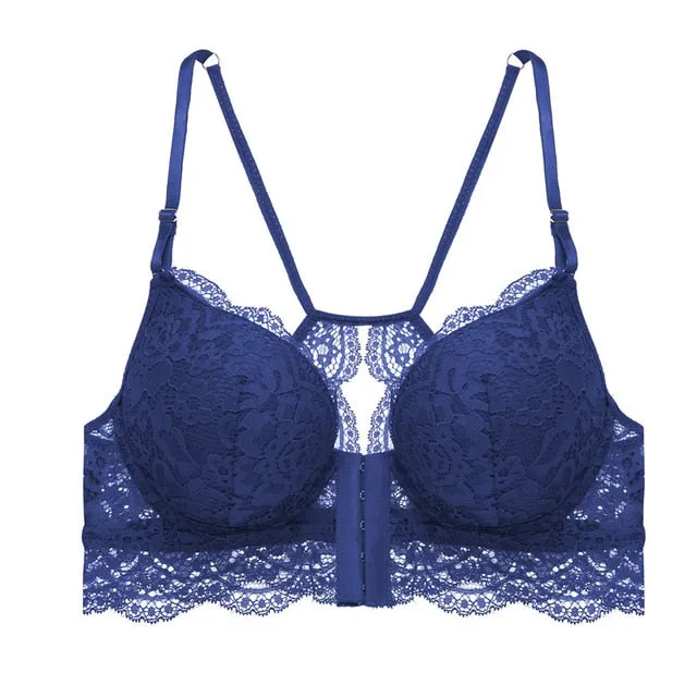 Sexy Women Bra Fashion Front Closure Bras Push Up BraB C Cup Lace Bralette Backless Brassiere Soutien Gorge Femme Lingerie