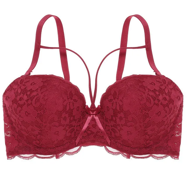 Sexy Women Bra Fashion Front Closure Bras Push Up BraB C Cup Lace Bralette Backless Brassiere Soutien Gorge Femme Lingerie
