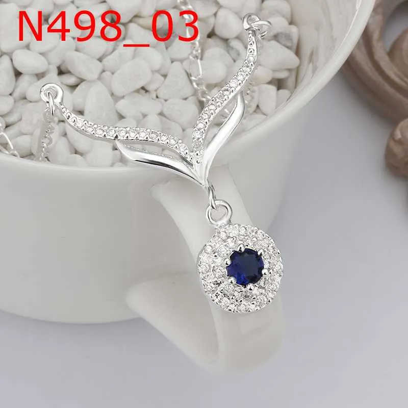 silver plated Chain Fox Crystal Necklaces Pendants Men jewelry 498 ELY