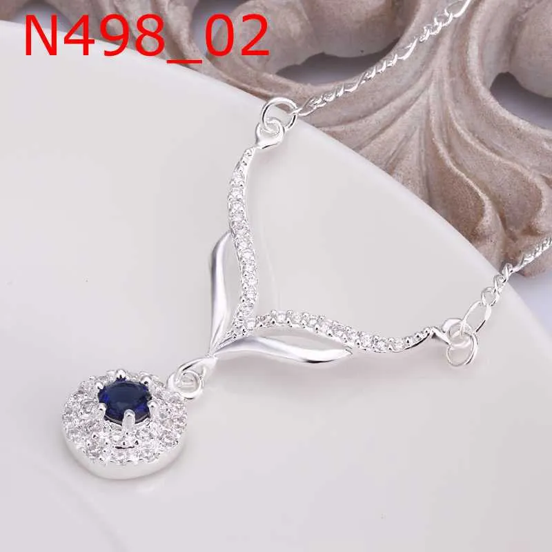 silver plated Chain Fox Crystal Necklaces Pendants Men jewelry 498 ELY