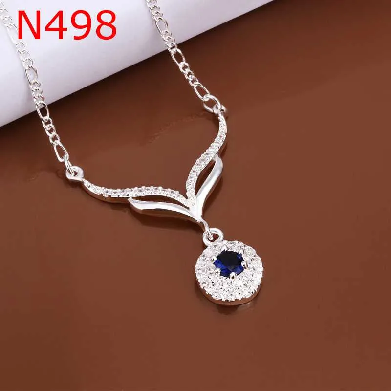 silver plated Chain Fox Crystal Necklaces Pendants Men jewelry 498 ELY