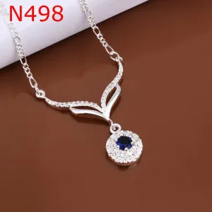 silver plated Chain Fox Crystal Necklaces Pendants Men jewelry 498 ELY