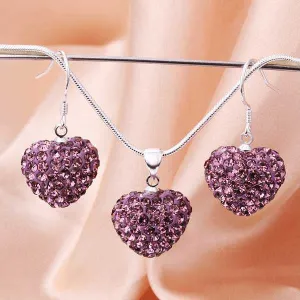 silver plated Jewelry Set Disco Ball Beads Cute Crystal Shamballa Sets Fasion Sterling Necklace Earring SBS 4 ELY