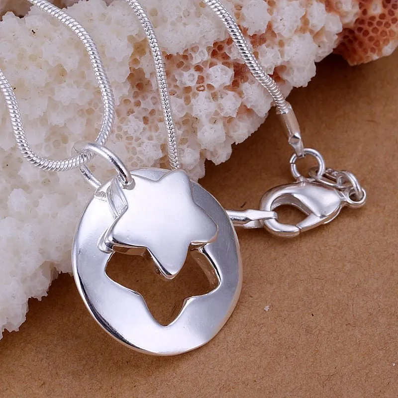 silver plated pendants Couple Star collane men jewelry ELY