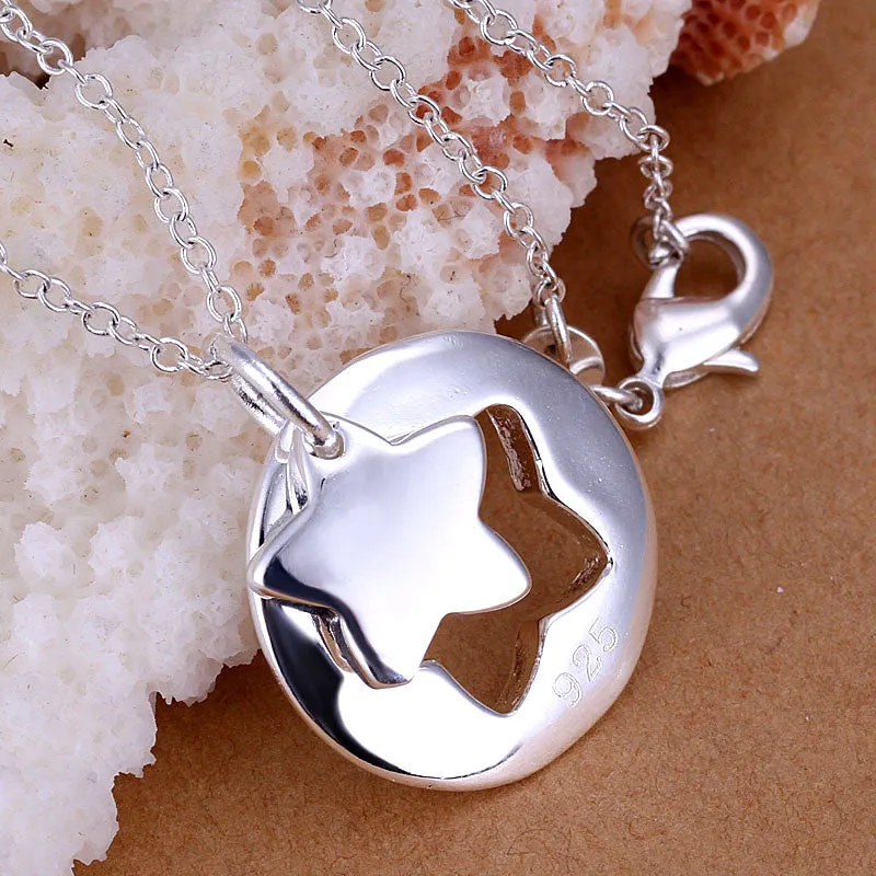 silver plated pendants Couple Star collane men jewelry ELY
